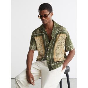 REISS Vicente Paisley-Print Cuban-Collar Shirt